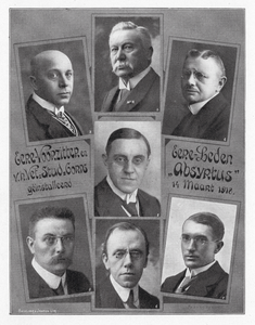 818289 Portretten van de erevoorzitter en ereleden van het Veterinair Studenten Corps Absyrtus te Utrecht: 1. H. Markus ...